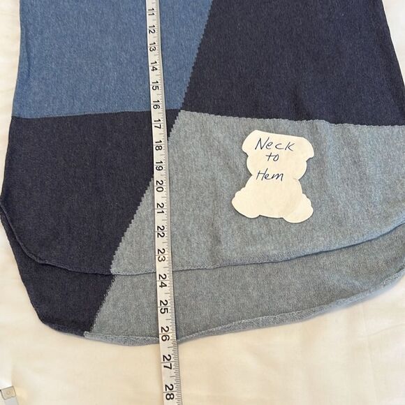 INC szPP/S colorblock multi blue & gray LS round hem shorter in back sweater EUC - Picture 10 of 11